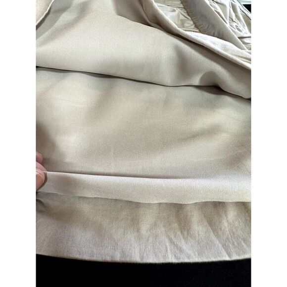 PURE AMICI Women's Ruched Side Zip Mini Cotton Blend Skirt Khaki Size Large - Picture 9 of 10